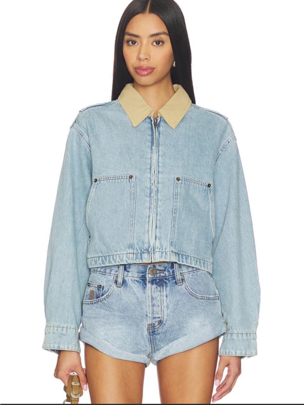 Revolve BLANKNYC Cropped Denim Jacket in Coffee Run